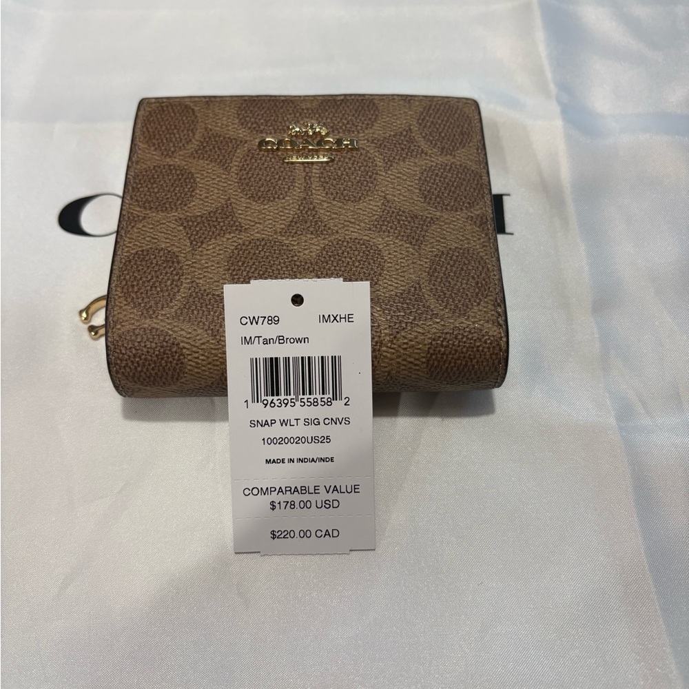 Coach snap wallet tan signature canvas